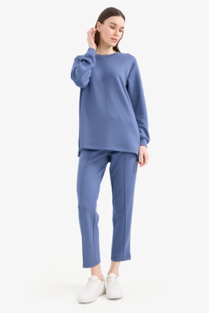 	Regular Fit Bisiklet Yaka Basic Düz Sweatshirt Tunik