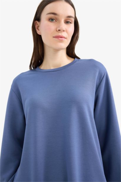 	Regular Fit Bisiklet Yaka Basic Düz Sweatshirt Tunik