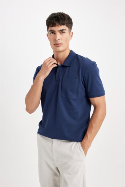 %100 Pamuk New Regular Fit Polo Yaka Kısa Kollu Pike Basic Düz Tişört