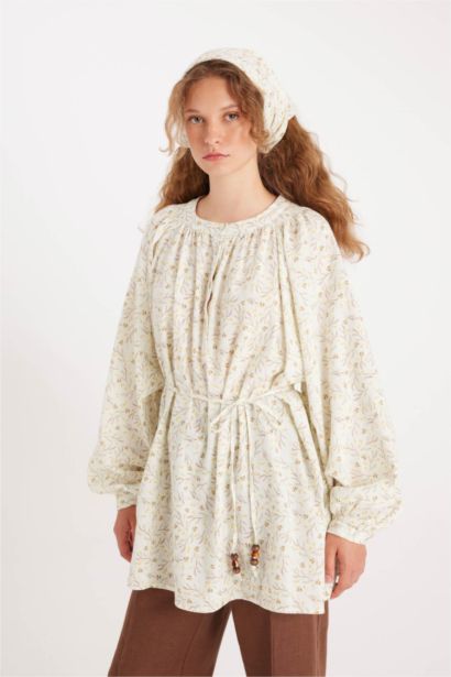 Manuka x DeFacto Desenli Müslin Uzun Kollu Tunik