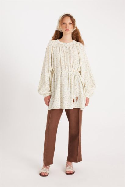 Manuka x DeFacto Desenli Müslin Uzun Kollu Tunik