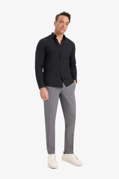 قميص ردن طويل بوبلين سليم فيت