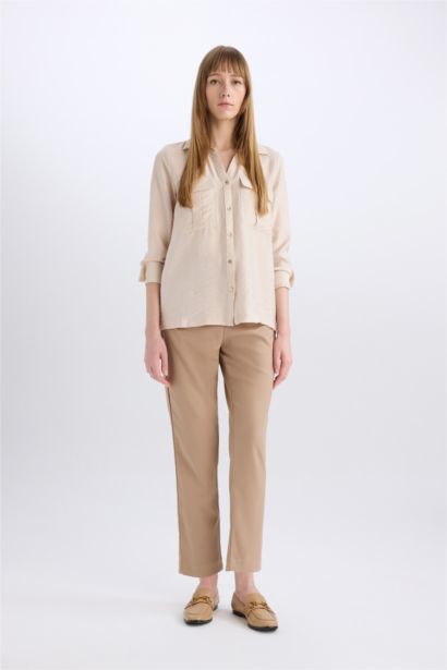 Oversized Basic Double Pocket Viscose Shirt