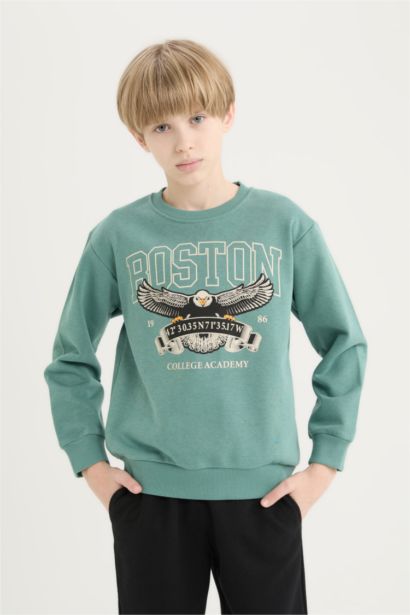 Boy Printed Thick Sweatshirt Sweatpants 2 Piece Set