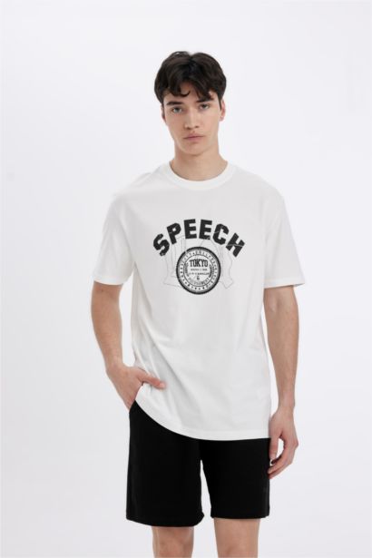 Regular Fit Crew Neck Printed Short Sleeve T-Shirt