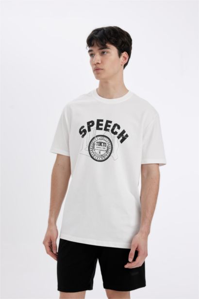Regular Fit Crew Neck Printed Short Sleeve T-Shirt