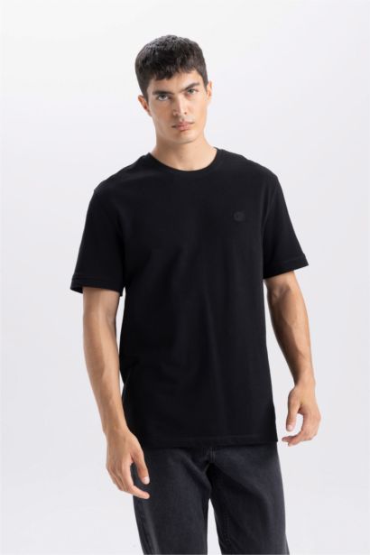 %100 Pamuk Regular Fit Bisiklet Yaka Kısa Kollu Pike Tişört