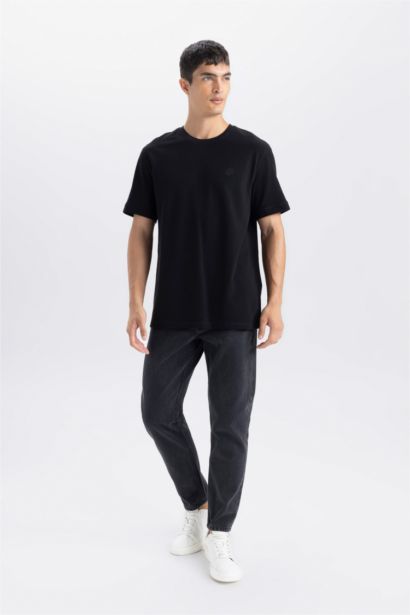 %100 Pamuk Regular Fit Bisiklet Yaka Kısa Kollu Pike Tişört