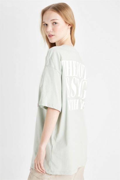 Star Wars-Mandalorian Oversize Geniş Kalıp Bisiklet Yaka Sırt Baskılı Kısa Kollu Tişört