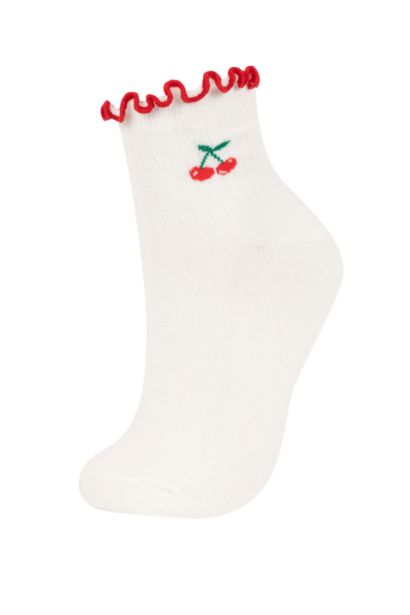 Kadın Meyve Baskılı 2'li Pamuklu Soket Çorap