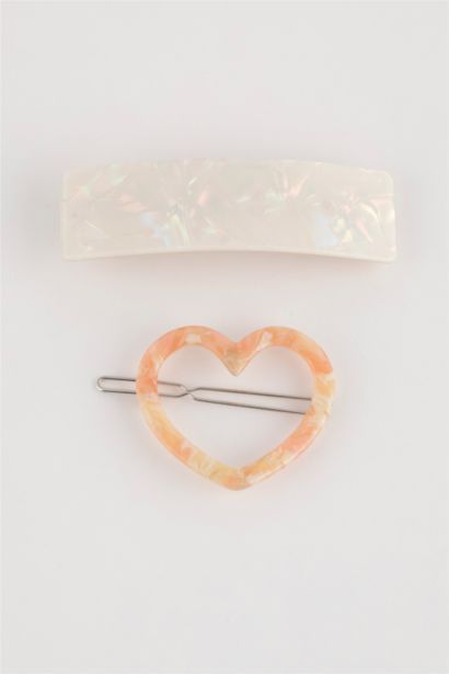 كلبس شعر على شكل قلب - قطعتين