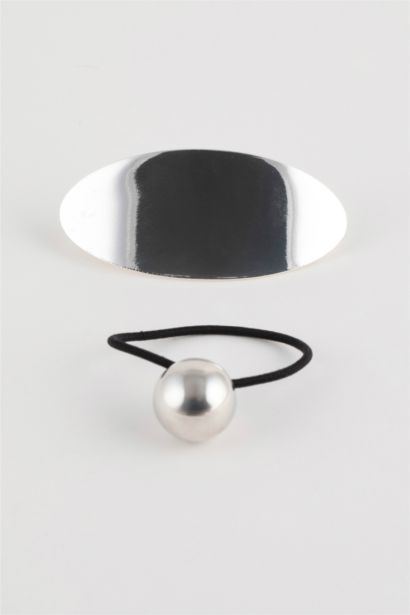 كلبس شعر فضي - قطعتين