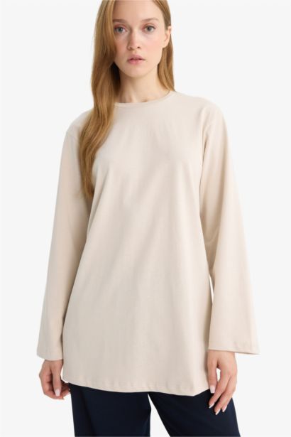 Regular Fit Crew Neck Long Sleeve Tunic