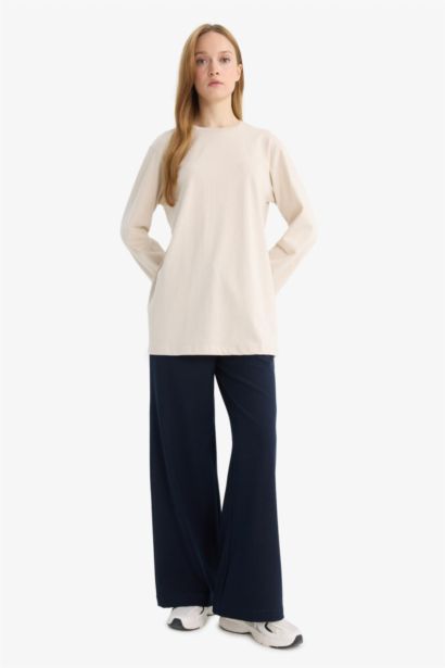 Regular Fit Crew Neck Long Sleeve Tunic