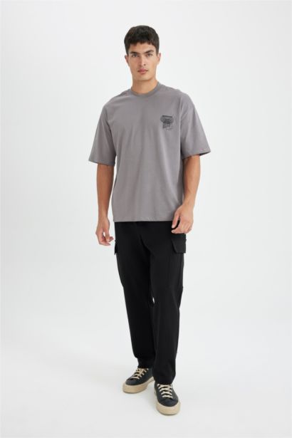 Oversize Fit Crew Neck Back Printed T-Shirt