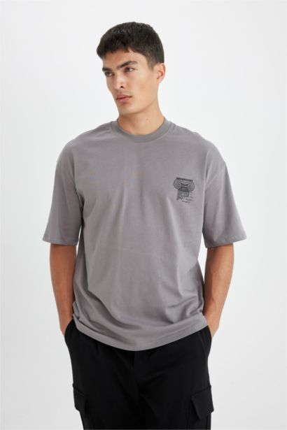 Oversize Fit Crew Neck Back Printed T-Shirt