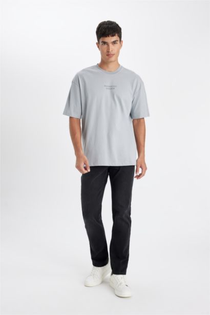 Oversize Fit Crew Neck Back Printed T-Shirt