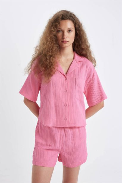 Regular Fit Muslin Short Sleeve Shirt