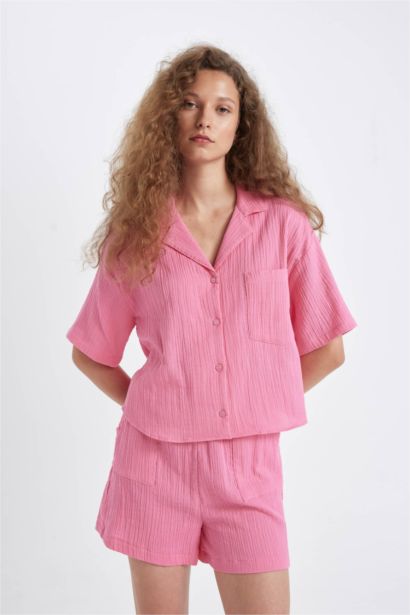 Regular Fit Muslin Short Sleeve Shirt