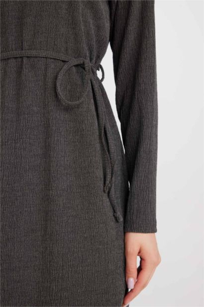 فستان ميدي ردن طويل منسوج قصة عادية