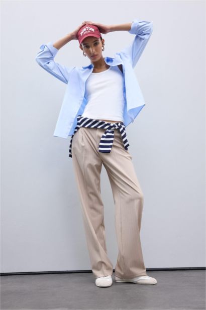 Pantalon large avec poches à taille normale Coupe standard