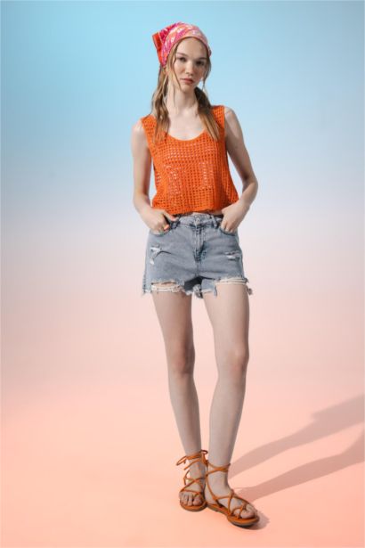 Débardeur en crochet à col en V