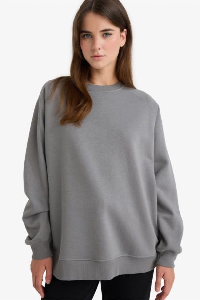 Sweat-Shirt Oversize en tissu épais à Col rond