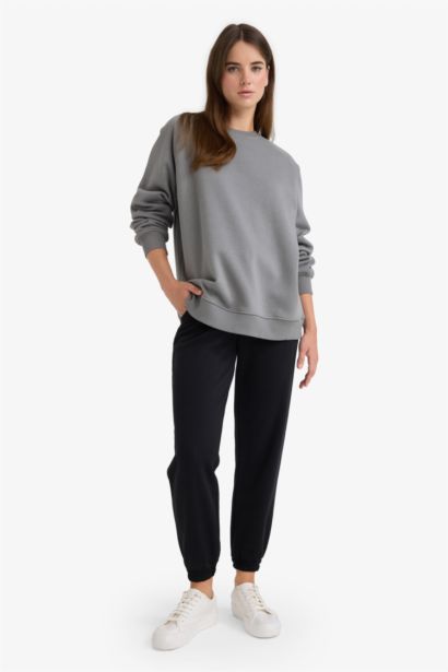 Sweat-Shirt Oversize en tissu épais à Col rond