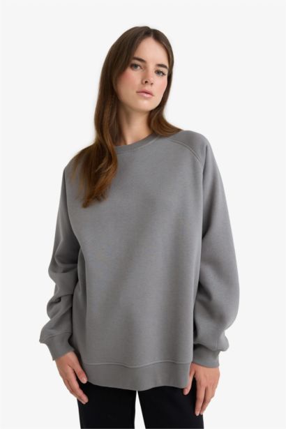 Sweat-Shirt Oversize en tissu épais à Col rond