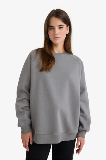 Sweat-Shirt Oversize en tissu épais à Col rond