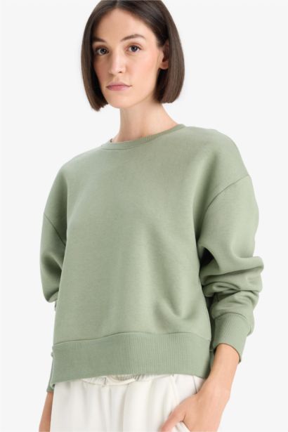 Sweatshirt en tissu épais à Col rond et Coupe boxy