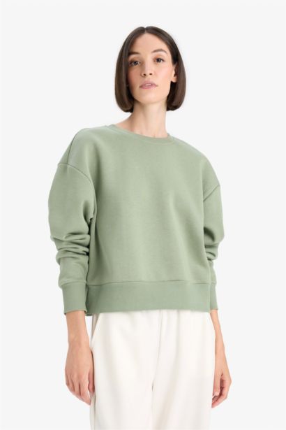 Sweatshirt en tissu épais à Col rond et Coupe boxy