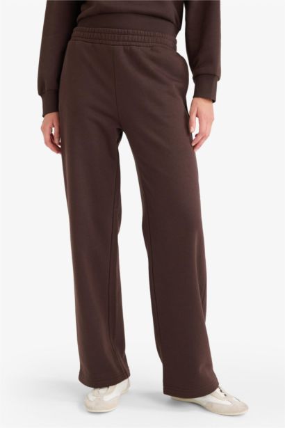 Straight Fit Thick Sweatshirt Fabric Trousers