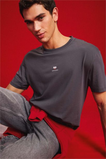 Regular Fit Crew Neck Printed Short Sleeve T-Shirt