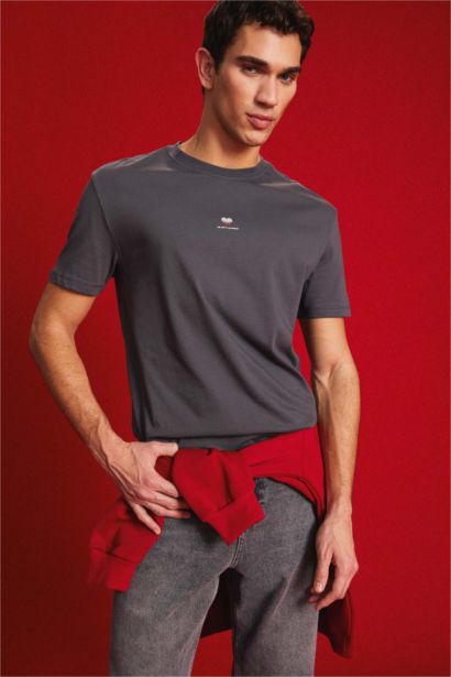 Regular Fit Crew Neck Printed Short Sleeve T-Shirt