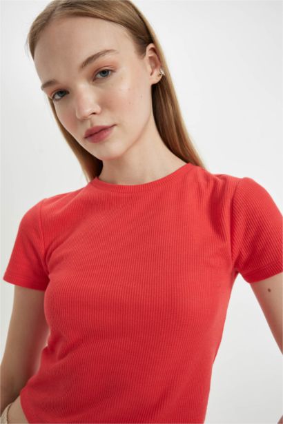 T-Shirt basique à Manches Courtes Coupe Slim pour Femme