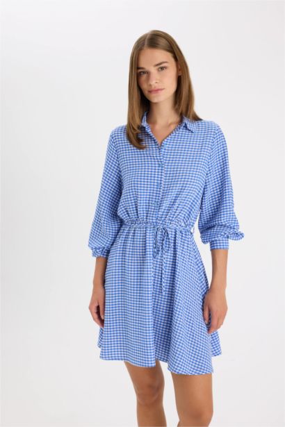 Shirt Collar Modal Long Sleeve Mini Dress