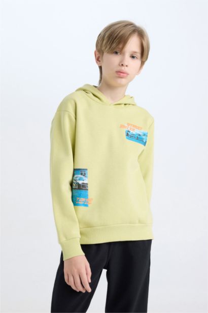 Boy Printed Thick Hoodie Sweatpants 2 Piece Set