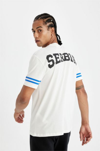 تيشيرت رياضي قصة عادية مطبوع من DeFactoFit