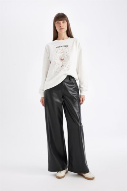 Sweat-shirt à col rond imprimé Coupe décontracté pour Femme