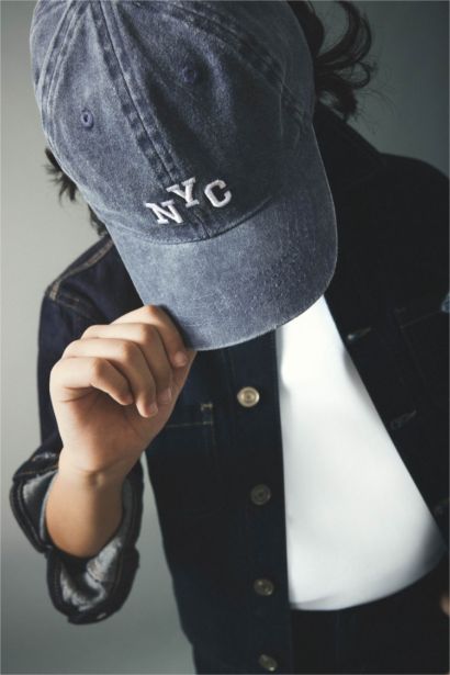 Boy Embroidered Cotton Denim Cap