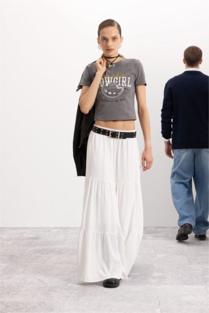 T-Shirt Slim à Manches Courtes imprimé à Col rond