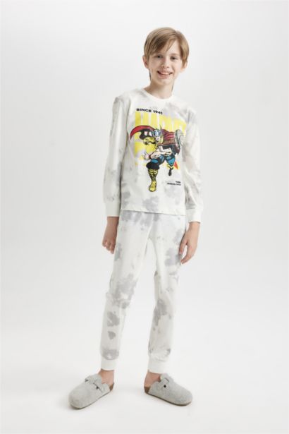 طقم بيجاما اولادي رمادي قصة عادية من مارفل - قطعتين