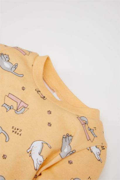 طقم بيجاما بيبي بناتي قصة عادية وكم طويل - قطعتين