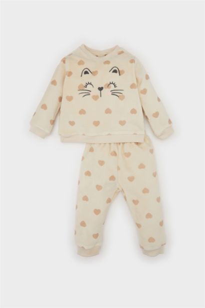 Pyjama de 2 pièces en tricot à Col Rond et coupe régulière