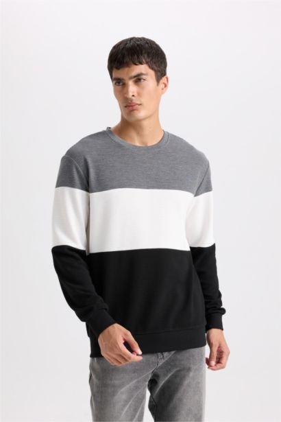 Regular Fit Bisiklet Yaka Jakarlı Sweatshirt