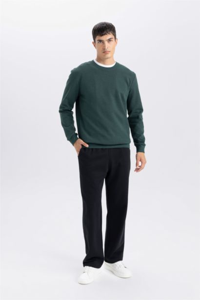 Regular Fit Bisiklet Yaka Jakarlı Sweatshirt