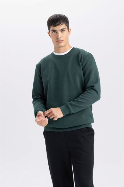 Regular Fit Bisiklet Yaka Jakarlı Sweatshirt