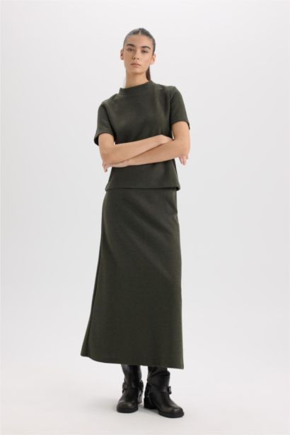 A Kesim Beli Lastikli Basıc Normal Bel Maxi Etek