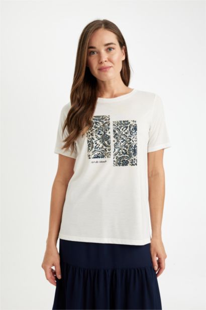 T-Shirt à Manches Courtes coupe régulière à Col rond